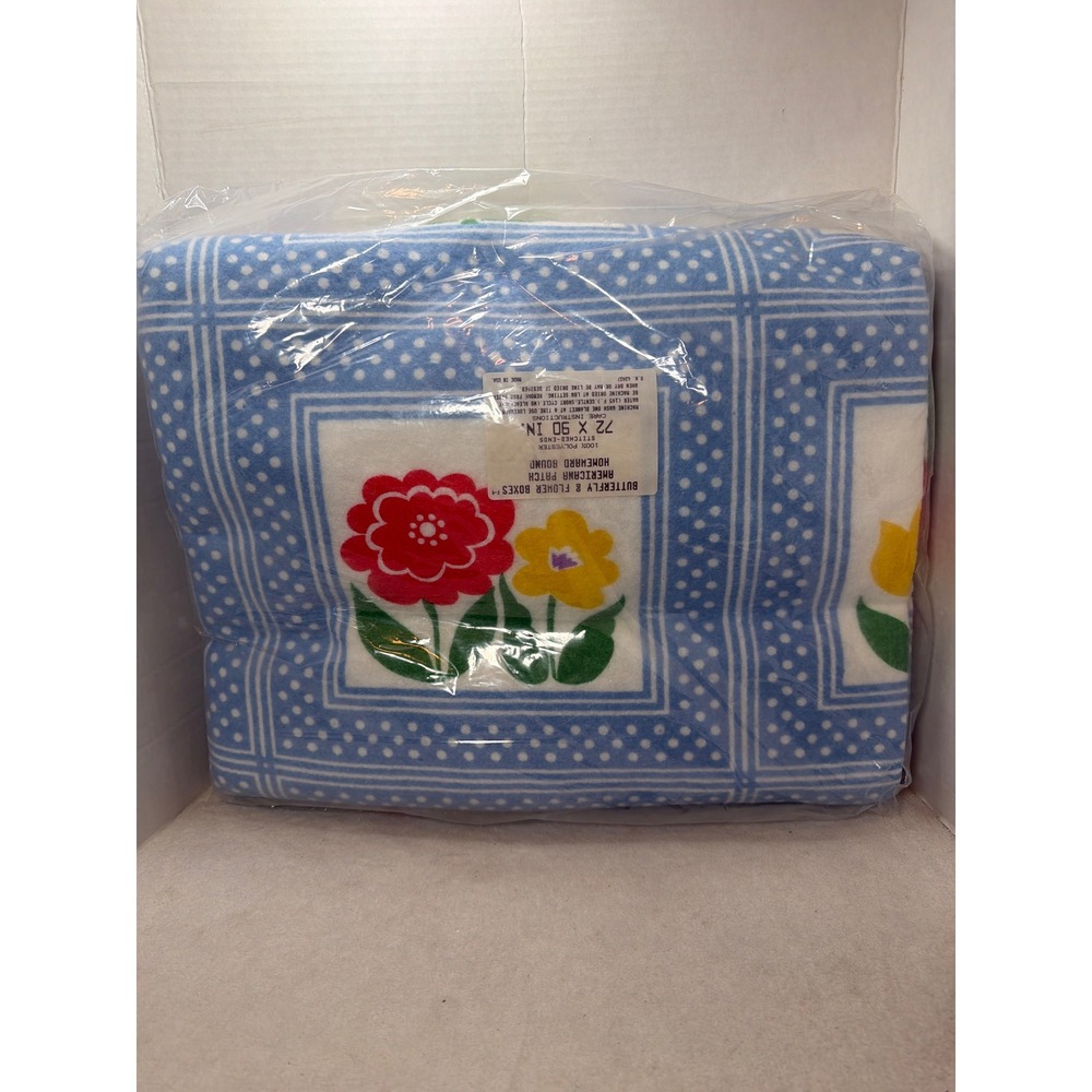 NOS VTG Charles Owen Blanket Americana‎ Patch Homeward Bound 72x90 Floral